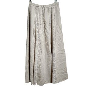 Coldwater Creek Linen Blend‎ Skirt Lace Detail Sz Medium